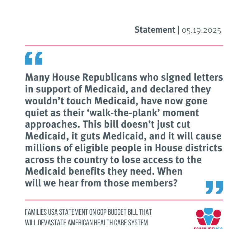 Families USA Statement on GOP Budget Bill That Will Devastate American Health Care System